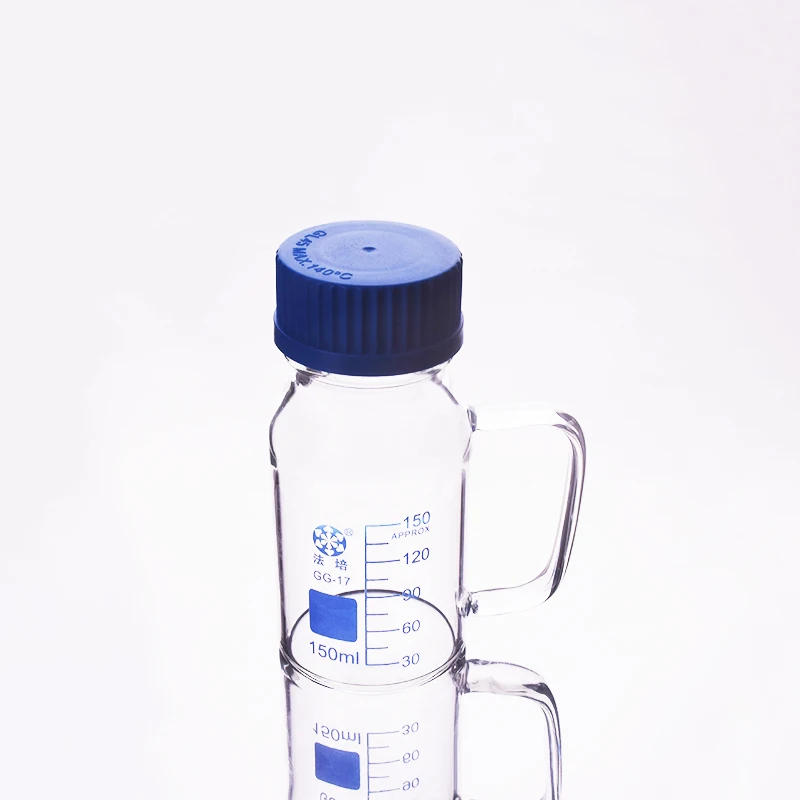 Reagent bottle,With blue screw cover,Borosilicate glass handle,Capacity 150ml,Graduation Sample Vials Plastic Lid
Reagent bottle,With blue screw cover,Borosilicate glass handle,Capacity 150ml,Graduation Sample Vials Plastic Lid