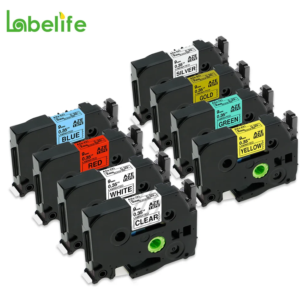 Labelife TZe 221 tz621 1PC 9 мм лента для маркировки tze121 TZe221 TZ421 521 совместим с Brother P Touch|Ленты