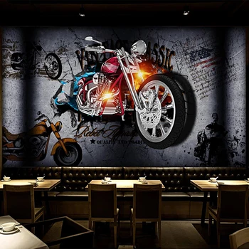 Custom 3D Wallpaper Retro Motorcycle Broken Wall Brick Murals Personality Bar KTV Background Wall Papers Vintage Papel De Parede 
Custom 3D Wallpaper Retro Motorcycle Broken Wall Brick Murals Personality Bar KTV Background Wall Papers Vintage Papel De Parede
