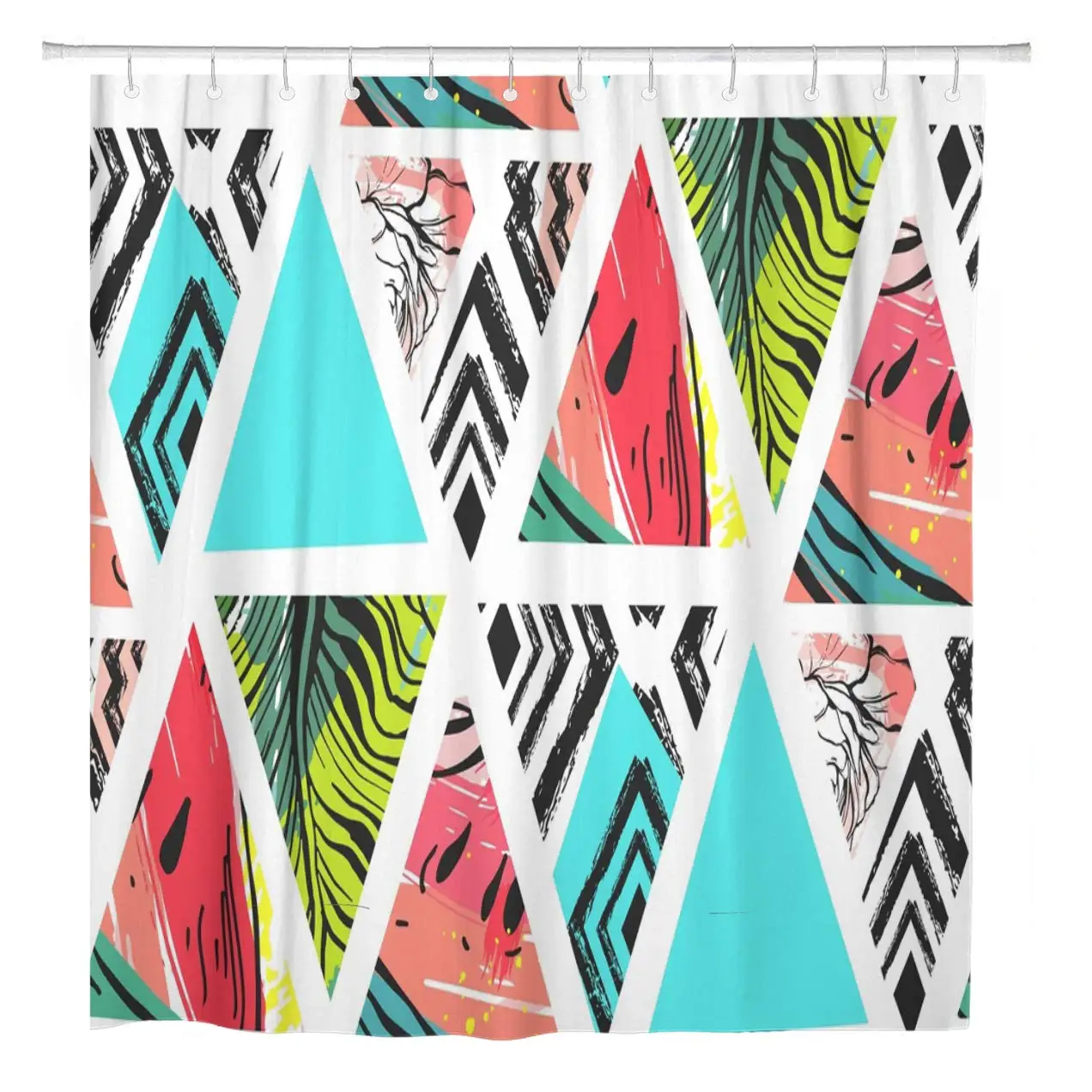 72"x72" Shower Curtain Waterproof Polyester Fabric Abstract Summer Time Collage Watermelon Aztec and Tropical Palm Decorative
72"x72" Shower Curtain Waterproof Polyester Fabric Abstract Summer Time Collage Watermelon Aztec and Tropical Palm Decorative