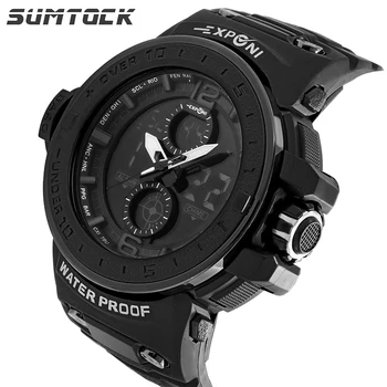 SUMTOCK Men's Digital Watches Fashion Sports Large Dial LED Waterproof Chronograph Double Movement Quartz Wrist Watch Students
SUMTOCK Men's Digital Watches Fashion Sports Large Dial LED Waterproof Chronograph Double Movement Quartz Wrist Watch Students