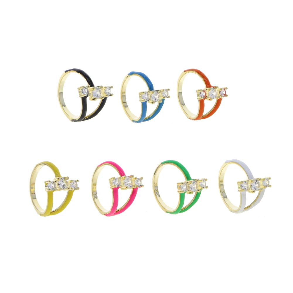 Кольца регулируемые с фианитами женские 7 цветов эмали ювелирные изделия