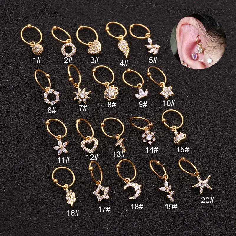 1 Pcs Stainless Steel Ear Piercing Jewelry CZ Gold Silver Color Star Heart Small Hoop Pendent Cartilage Nail Helix Rook Earring
1 Pcs Stainless Steel Ear Piercing Jewelry CZ Gold Silver Color Star Heart Small Hoop Pendent Cartilage Nail Helix Rook Earring