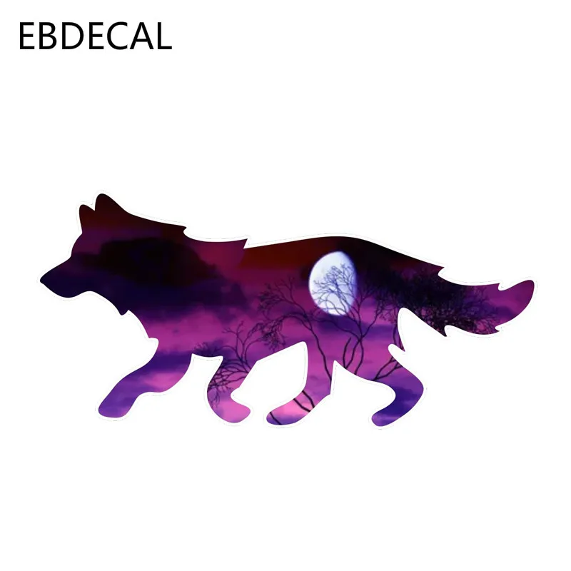 Фото EBdecal личность луна ночь наклейка волк для Авто/бампер/окно/настенные наклейки DIY