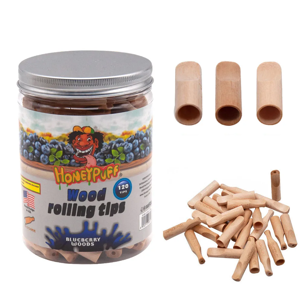 

HONEYPUFF Wood Mouth Tips With Blueberry Flavor Smoking Wooden Mouth Filter Tip Cigarette Pre Rolled Cone Holder Tobacco Pipe