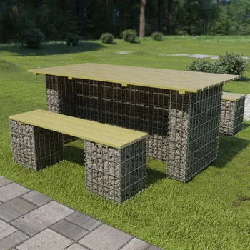 vidaXL 3 Piece Outdoor Dining Set with Steel Gabion Pinewood
vidaXL 3 Piece Outdoor Dining Set with Steel Gabion Pinewood