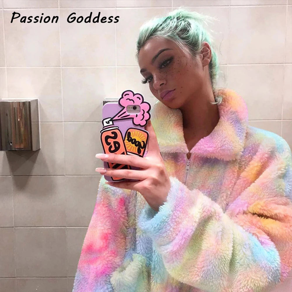 Harajuku Women's Cute Plush Sweatshirts Rainbow Fleece Lapel Zipper Hoodies Furry Long Sleeve Pullover Sweatshirts Fuzzy Outfits 
Harajuku Women's Cute Plush Sweatshirts Rainbow Fleece Lapel Zipper Hoodies Furry Long Sleeve Pullover Sweatshirts Fuzzy Outfits