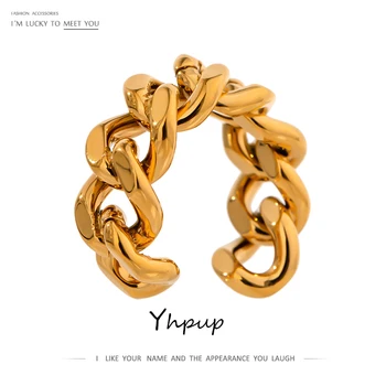 Yhpup Trendy Chain Opening Ring Stainless Steel Jewelry Statement Gold Metal Texture High Quality Finger Ring Anillos Mujer New
Yhpup Trendy Chain Opening Ring Stainless Steel Jewelry Statement Gold Metal Texture High Quality Finger Ring Anillos Mujer New