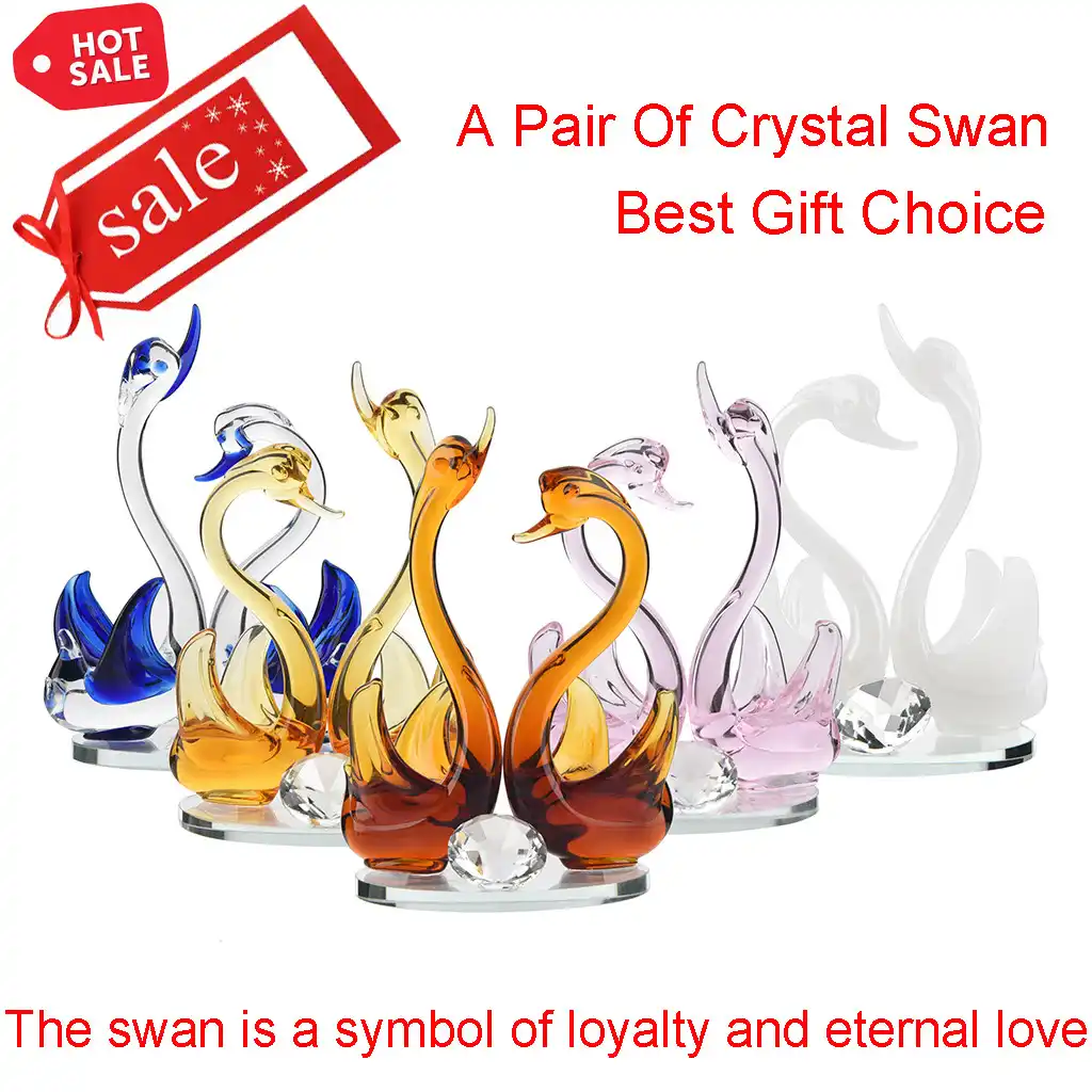 crystal swan wedding decor paperweight figurine gift crafts home