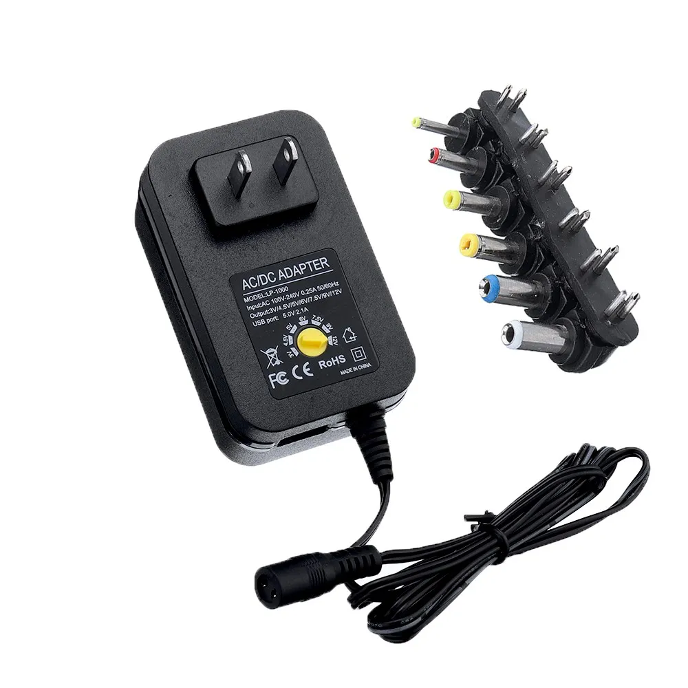 30W Adjustable 3/4.5/5/6/7.5/9/12V AC DC Power Adapter Universal Charger for LED Strip Light US Plug
30W Adjustable 3/4.5/5/6/7.5/9/12V AC DC Power Adapter Universal Charger for LED Strip Light US Plug