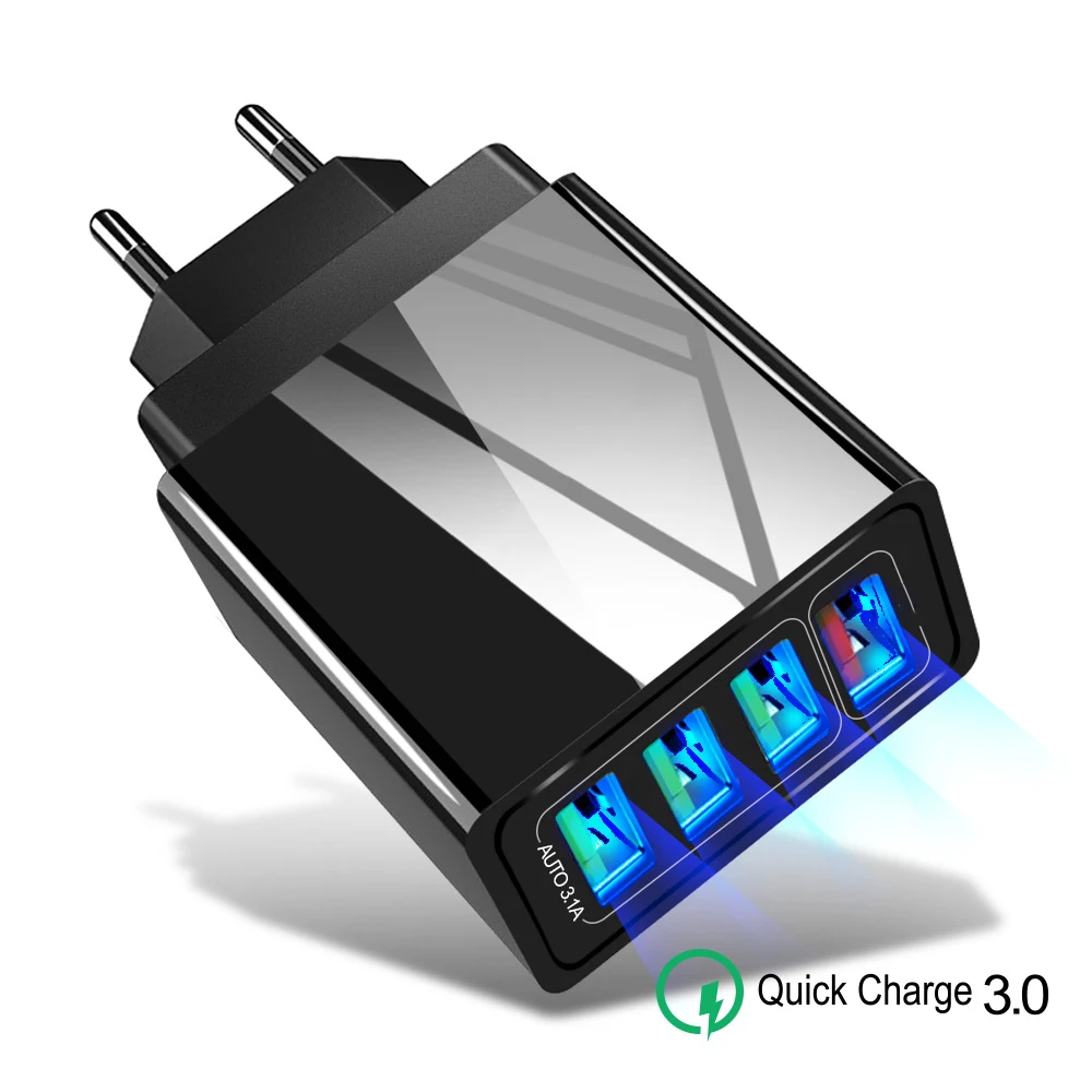 48W Quick Charge 3.0 USB Charger For iPhone X XR XS Samsung S9 S10 Fast Charging 4 Ports USB Wall Phone Charger EU Adapter
48W Quick Charge 3.0 USB Charger For iPhone X XR XS Samsung S9 S10 Fast Charging 4 Ports USB Wall Phone Charger EU Adapter