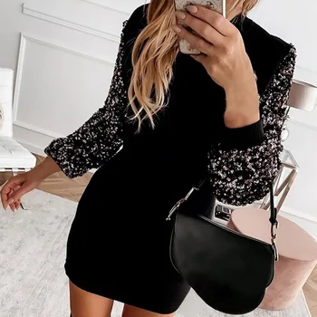 Office Lady Dress Turtleneck Autumn Winter Dress Women Fashion Sequins Long Sleeve A-Line Party Dress Sexy Female Dress Fashion 
Office Lady Dress Turtleneck Autumn Winter Dress Women Fashion Sequins Long Sleeve A-Line Party Dress Sexy Female Dress Fashion