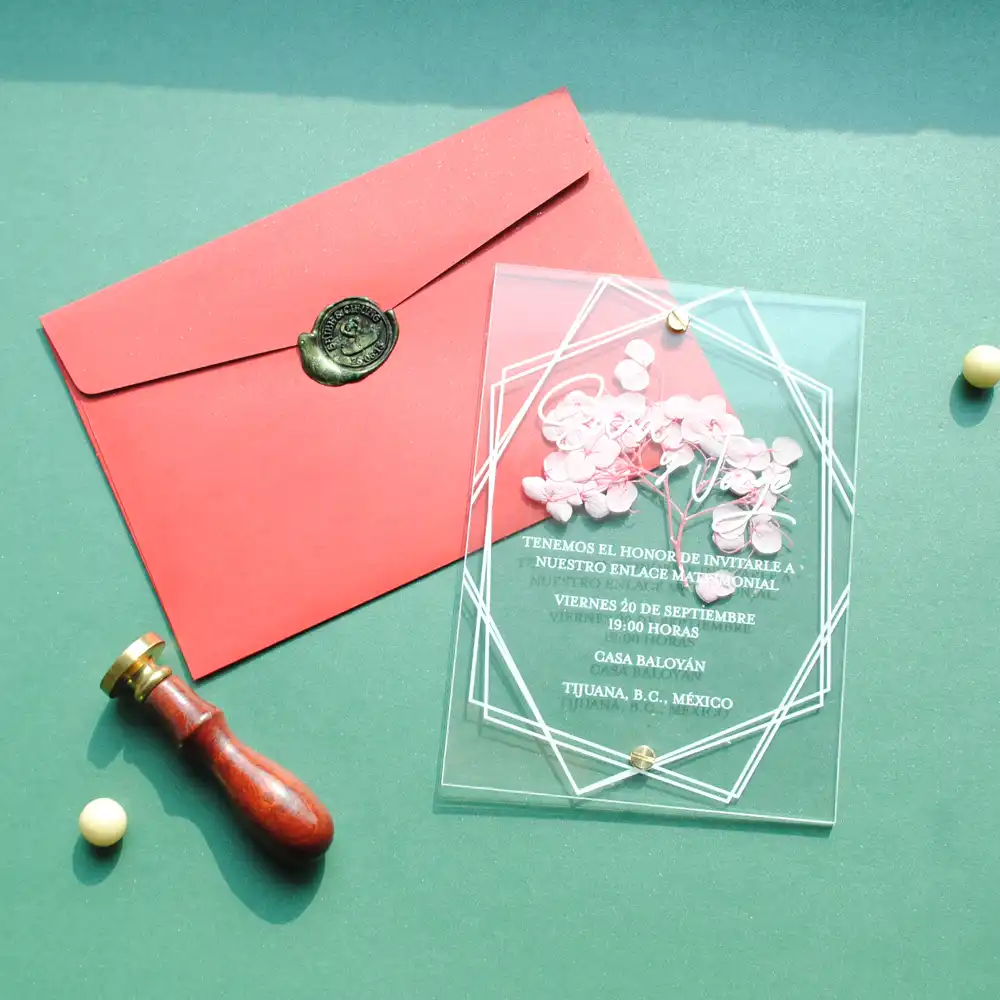 50pcs new elegant transparent acrylic wedding invitation card