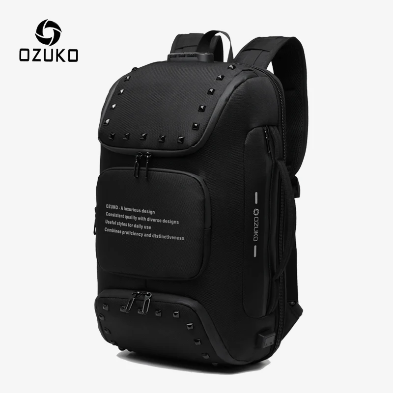 OZUKO Multifunction Anti-theft Backpack for Men Fashion Rivet Teenager Schoolbag Male USB Charge Waterproof Backpacks Travel Bag 
OZUKO Multifunction Anti-theft Backpack for Men Fashion Rivet Teenager Schoolbag Male USB Charge Waterproof Backpacks Travel Bag