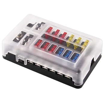 12-Way Fuse Box Fuse Block Holder Screw Nut Terminal with Negative Bus 5A 10A 15A 20A Free Fuses LED Indicator Waterpoof Cover f
12-Way Fuse Box Fuse Block Holder Screw Nut Terminal with Negative Bus 5A 10A 15A 20A Free Fuses LED Indicator Waterpoof Cover f
