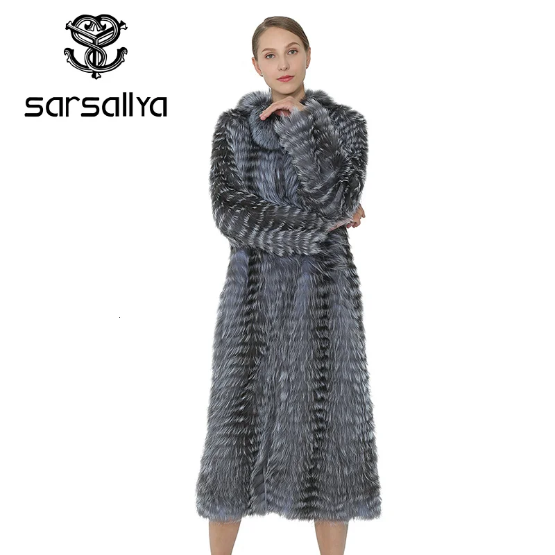 

SARSALLYA Long Genuine Fox Fur Coat Winter Coat Real Silver Fox Vest Women Clothing Mink Coat Natural Fox Fur Vests Of Women
