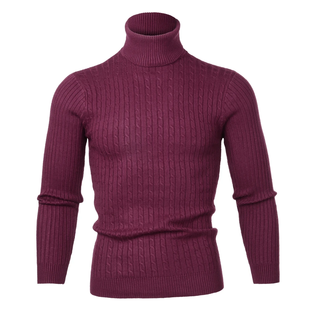 Gnao Mens Warm Pullover Turtleneck Knit Solid Soft Long Sleeve Winter Sweater