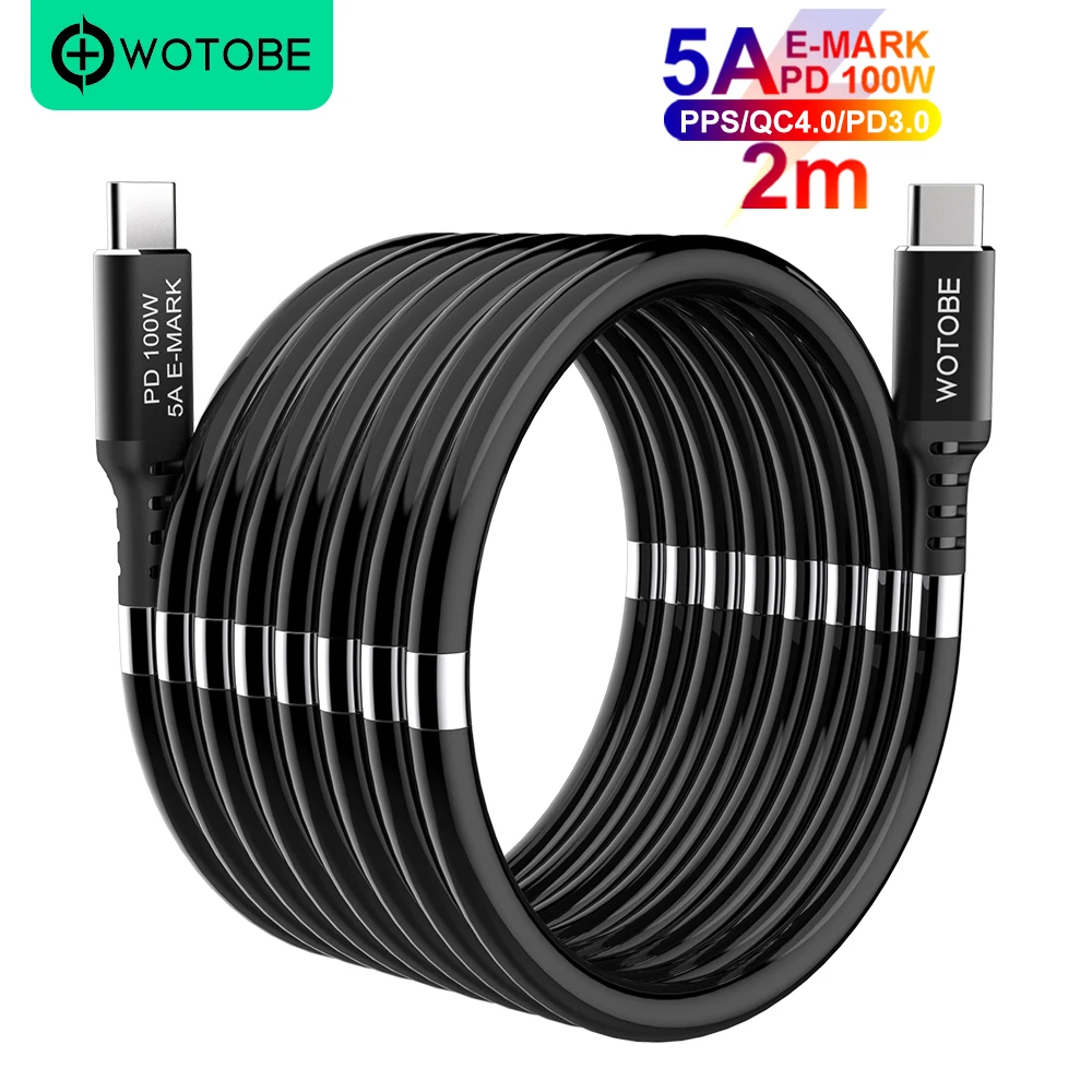 Magic rope magnetic absorption USB C cable 5A E-Mark PD100W for MacBookPro Laptop phone PD Galaxy20 PPS matebook XPS 13/15/17
Magic rope magnetic absorption USB C cable 5A E-Mark PD100W for MacBookPro Laptop phone PD Galaxy20 PPS matebook XPS 13/15/17
