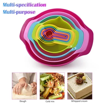 10pcs/Set Kitchen Utensils Set Mixing Bowls Set Flour Sieve Measuring Spoon Salad Bowl Kitchen Gadgets For Salad Cooking Baking 
10pcs/Set Kitchen Utensils Set Mixing Bowls Set Flour Sieve Measuring Spoon Salad Bowl Kitchen Gadgets For Salad Cooking Baking
