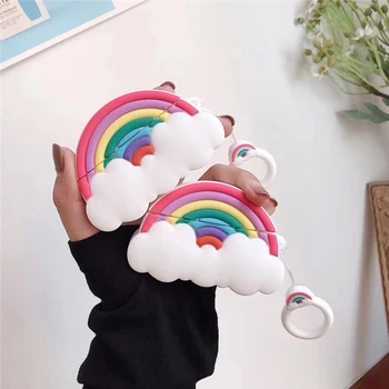 Cartoon 3D Rainbow wireless For iPhone airpods Pro 1 2 3 For iPhone headset Case Soft silicone Cover Case With the Ring 
Cartoon 3D Rainbow wireless For iPhone airpods Pro 1 2 3 For iPhone headset Case Soft silicone Cover Case With the Ring