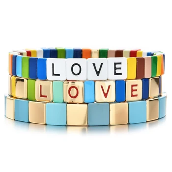 ZMZY New Charm Love Letter Bangles Stretch Bracelet Enamel Tile Bracelets Boho Pulseras Mujer 2020 Women Spring Jewelry 
ZMZY New Charm Love Letter Bangles Stretch Bracelet Enamel Tile Bracelets Boho Pulseras Mujer 2020 Women Spring Jewelry