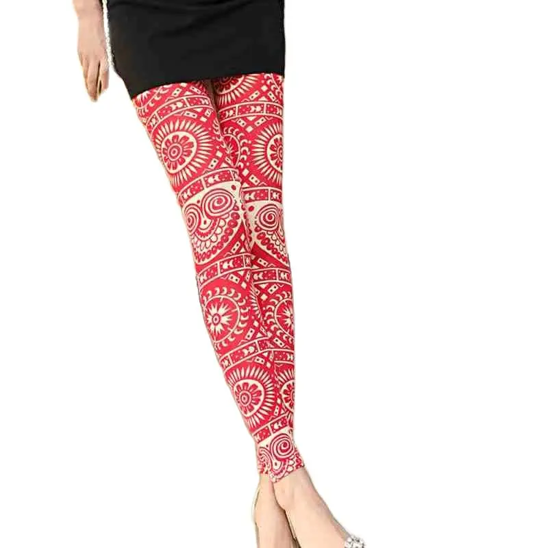 vintage flower paisley Leggings lovely print dot owl Leggins For Women summer lightweight leggings red black blue | Женская одежда