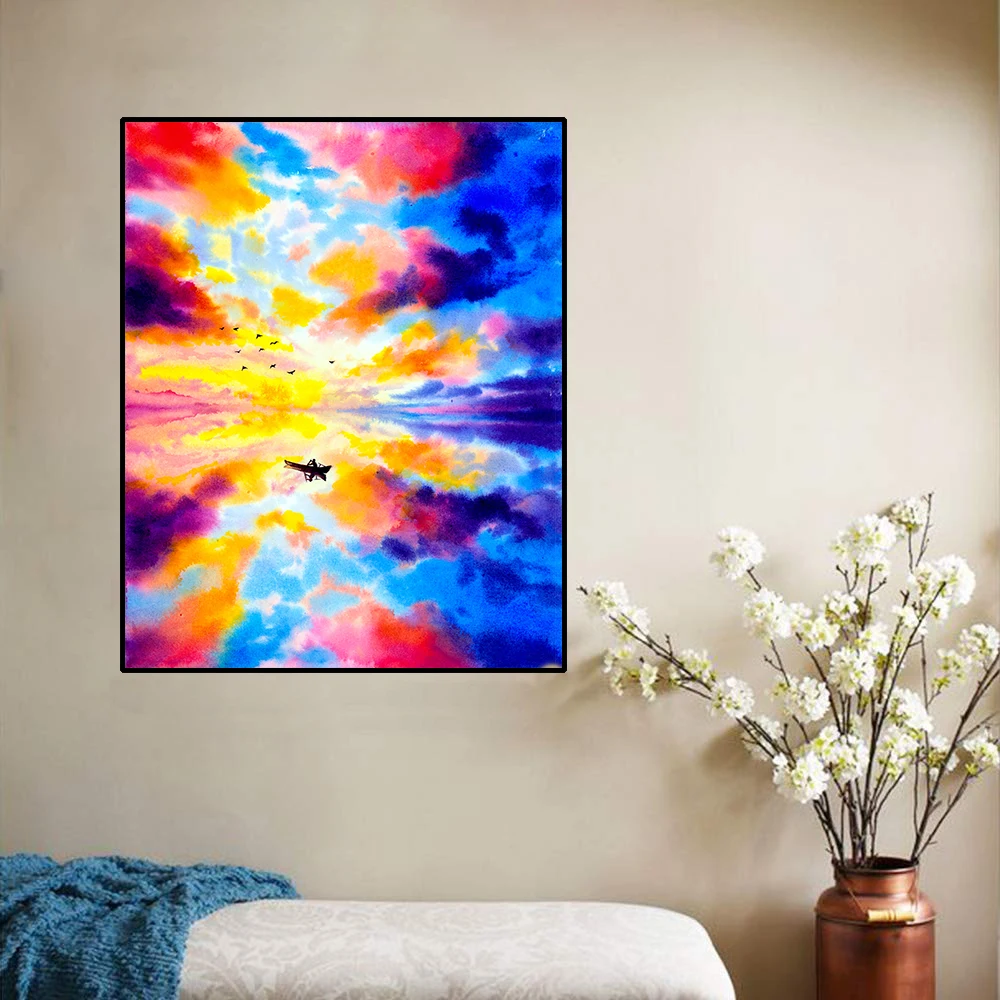 Canvas Oil Painting Boat on calm lake,Multicolored clouds Reflection Art Poster Wall Decor Home Decoration For Living room
Canvas Oil Painting Boat on calm lake,Multicolored clouds Reflection Art Poster Wall Decor Home Decoration For Living room
