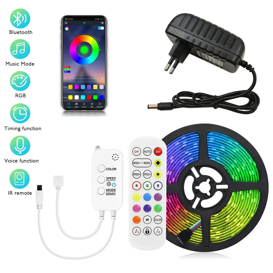 Bluetooth LED strip 12V 5050 RGB Smart Sync To Music Flexible Led Colored Lights Waterproof Tape 5m 10m 15m 20m For Room Party
Bluetooth LED strip 12V 5050 RGB Smart Sync To Music Flexible Led Colored Lights Waterproof Tape 5m 10m 15m 20m For Room Party