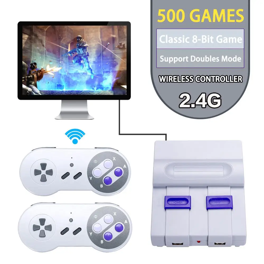 Mini Handheld TV Video Game Console Dual 2.4G Wireless Game Controller Retro Game Player Built-in 500 Classic Games US/EU Plug
Mini Handheld TV Video Game Console Dual 2.4G Wireless Game Controller Retro Game Player Built-in 500 Classic Games US/EU Plug