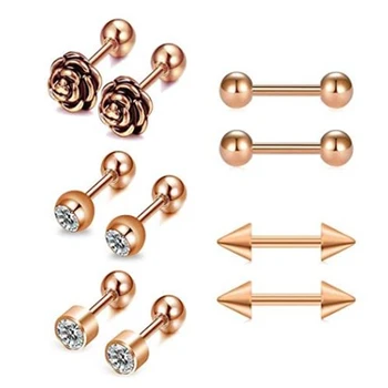Tragus Cartilage Earrings Studs Tongue Lip Rings Twisted Spiral Barbell 16G Surgical Steel Helix Lobe Ear Conch Piercing Jewelry