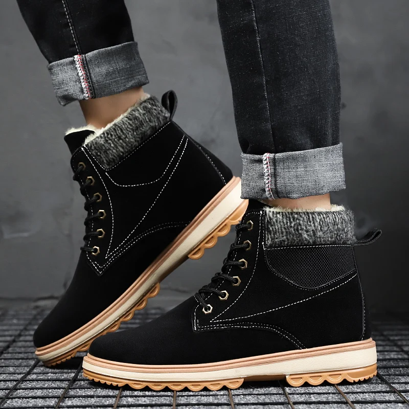 

Light High Top New Keep warm Leather Shoes man Sports Elastic Socks Sneakers man Gentlemen Flat Running Walking Shoes