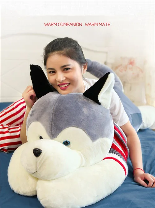 Fancytrader Jumbo Giant Plush Husky Dog Toy Stuffed Soft Animal Puppy Pillow Doll Gifts for Children 4 Sizes 3 Colors (9)