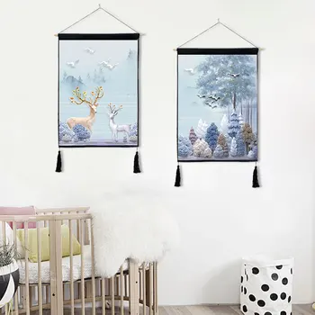 Snowscape Pine Forest Elk Combination Home Decor Wall Hanging Tapestry Cotton Linen Scroll Painting with Tassels
Snowscape Pine Forest Elk Combination Home Decor Wall Hanging Tapestry Cotton Linen Scroll Painting with Tassels
