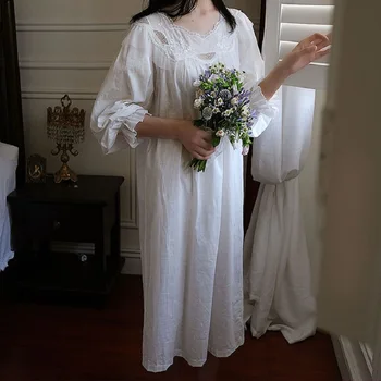 Soft Cotton and linen Women's Nightgowns Ruffles Half Sleeve Royal Princess Delicate Embroidery Long Sleepwear Spring Autumn
Soft Cotton and linen Women's Nightgowns Ruffles Half Sleeve Royal Princess Delicate Embroidery Long Sleepwear Spring Autumn