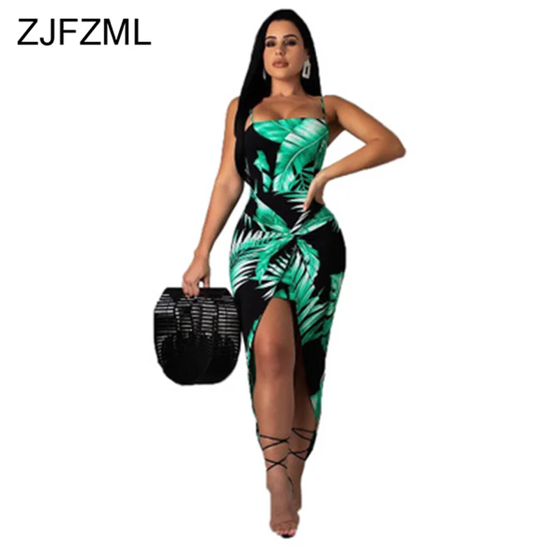 Leaves Print Sexy Bodycon Dress For Women Spaghetti Strap Backless Club Party Dress Summer Front High Split Sleeveless Sundress
Leaves Print Sexy Bodycon Dress For Women Spaghetti Strap Backless Club Party Dress Summer Front High Split Sleeveless Sundress