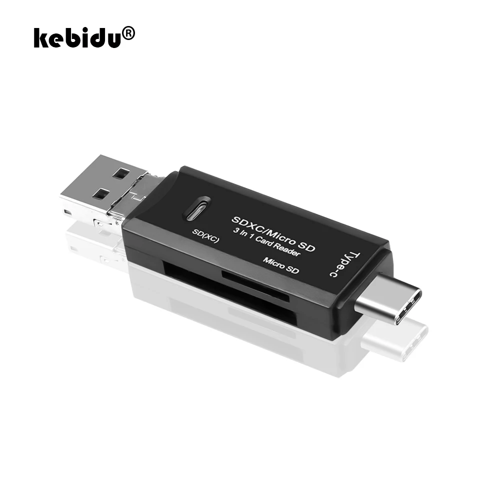 

kebidu USB 3.0 Type C Card Reader to SD Micro SD TF Adapter for laptop Accessories OTG Cardreader Smart Memory SD Card Reader