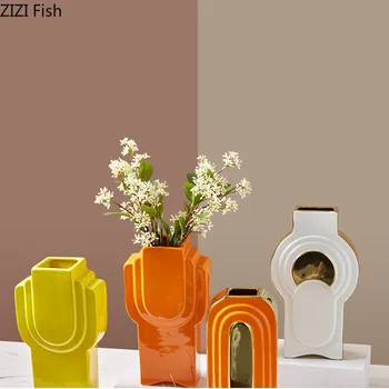 Ceramics Vase Creative Geometry Gold-plated Orange Stripe Vases Floral Arrangement Flower Flowerpot American Rustic Home Decor
Ceramics Vase Creative Geometry Gold-plated Orange Stripe Vases Floral Arrangement Flower Flowerpot American Rustic Home Decor