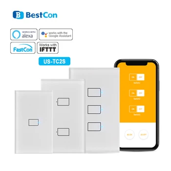 BroadLink Bestcon TC2S-US-1/2/3 gang US version Single Live Smart Wall Light Touch Switch works with Alexa and Google assistant
BroadLink Bestcon TC2S-US-1/2/3 gang US version Single Live Smart Wall Light Touch Switch works with Alexa and Google assistant