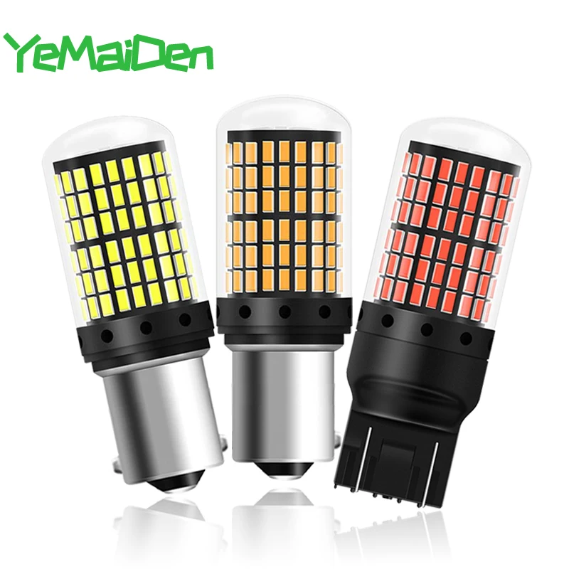 1x T20 7443 Светодиодная лампа Canbus P21W PY21W 1156 BA15S BAY15D светодиод Singal Light 144 SMD без ошибок 12 В