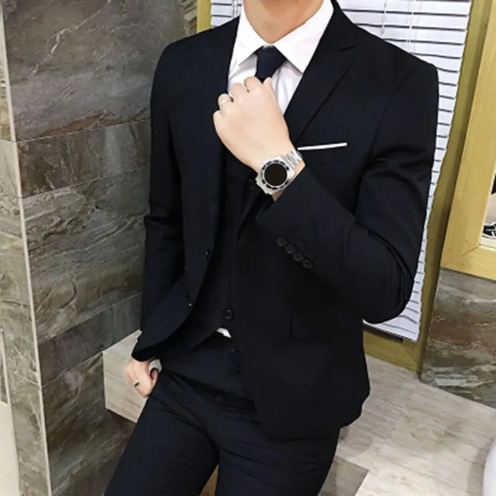 

Mens Korean slim blazer Solid Color blazer Suit Office Jacket black blue plus size Male blazers Mens coat Wedding
