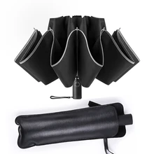 

NEW2022 NEW Automatic Umbrella Reverse Folding Business Umbrella With Reflective Strips Umbrellas Rain For Men Women Windproof