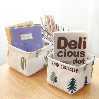 High Quality Cotton Linen Desktop Storage Basket Sundries Storage Box with Handle Linen Desk Makeup Organizer 11*11*9CM 
High Quality Cotton Linen Desktop Storage Basket Sundries Storage Box with Handle Linen Desk Makeup Organizer 11*11*9CM