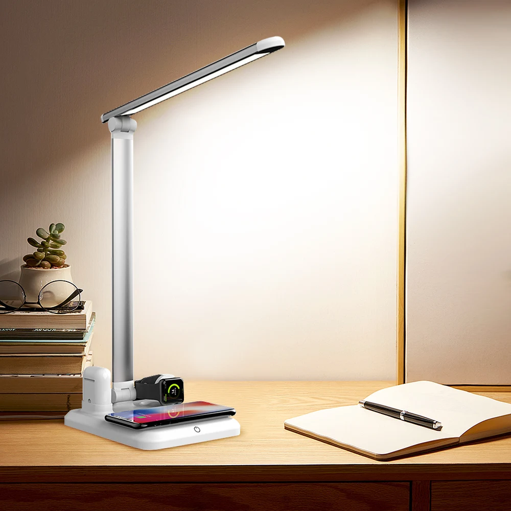 LED Table Lamp 4 In 1 Qi Wireless Charger Reading Desk Light Eye Protection Dimmer For Mobile Phone Watch Earphone Charging
LED Table Lamp 4 In 1 Qi Wireless Charger Reading Desk Light Eye Protection Dimmer For Mobile Phone Watch Earphone Charging