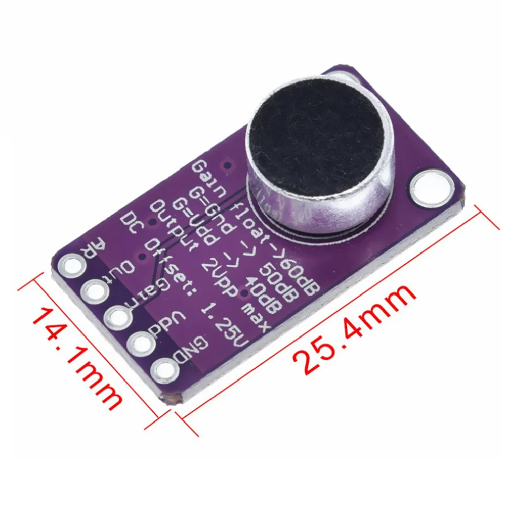MAX9814 Microphone AGC Amplifier Board Module Auto Gain Control for Arduino Programmable Attack and Release Ratio Low THD
MAX9814 Microphone AGC Amplifier Board Module Auto Gain Control for Arduino Programmable Attack and Release Ratio Low THD