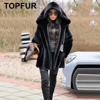 TOPFUR Real Mink Fur Coat With Fur Hooded Winter Coat Women Genuine Leather Jackets Black Jacket With Hooded Real Fur Coat Women 
TOPFUR Real Mink Fur Coat With Fur Hooded Winter Coat Women Genuine Leather Jackets Black Jacket With Hooded Real Fur Coat Women