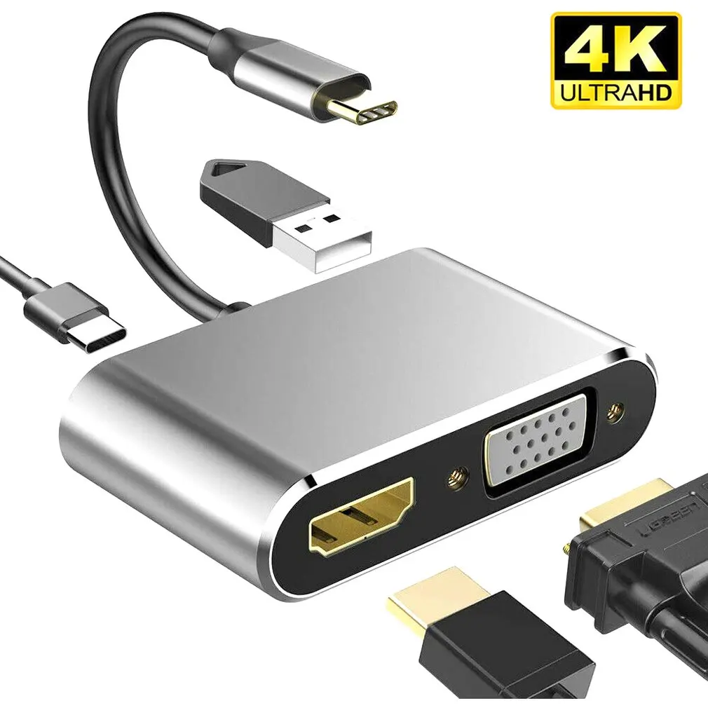 4 in1 USB C HDMI 4K VGA Adapter USB 3.1 Type C USB-C to VGA HDMI Video Adaptor Converters For Macbook Pro/ iPad Pro
4 in1 USB C HDMI 4K VGA Adapter USB 3.1 Type C USB-C to VGA HDMI Video Adaptor Converters For Macbook Pro/ iPad Pro