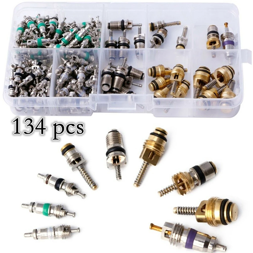 134pcs A/C Core Valves R134A Automotive Air Conditioning Sealing Kit Assortment Remover Kit Car Accessories
134pcs A/C Core Valves R134A Automotive Air Conditioning Sealing Kit Assortment Remover Kit Car Accessories