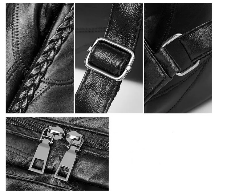 Genuine Leather Sheepskin Backpacks Female Both Shoulders Backpack Rucksack Large Capacity Travel Preppy Style Women Bags