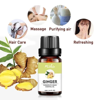 

Mishiu Ginger Essential Oil Aromatherapy Diffuser Humidifier Eucalyptus Jasmine Ylang Ylang Sandalwood Vanilla Massage Oil 10ML