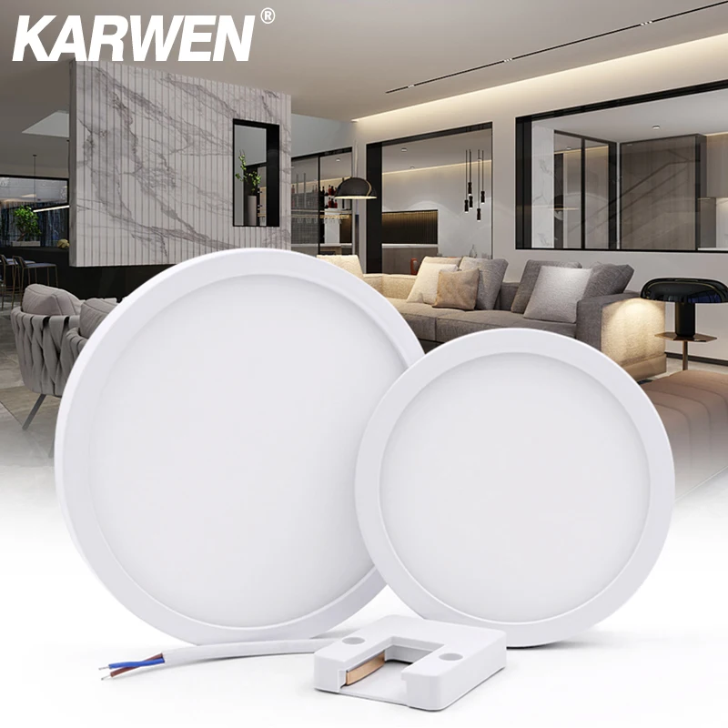 

KARWEN High brightness LED Ceiling lights AC 85-265V LED Panel lamp 6w 9w 13w 18w 24w lampada LED Ceiling Lamp for living room